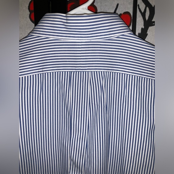 Ralph Lauren Mens Navy Blue Striped 16 1/2-34 Yarmouth Business Dress Shirt - Picture 5 of 5